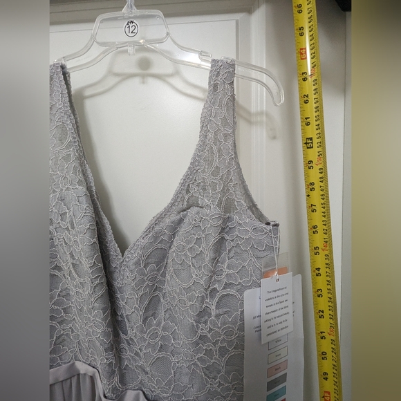 New MORI LEE Style 714 Silver Grey Color Lace Chiffon Evening Dress - Us size 20 - Picture 4 of 11